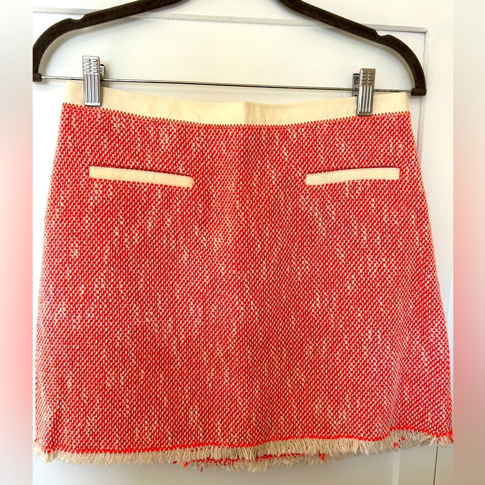 Rebecca Taylor Coral-Pink Tweed Mini Skirt